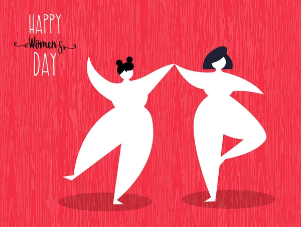 Dia da Mulher cartão de saudação de amigas dançando —  Vetores de Stock
