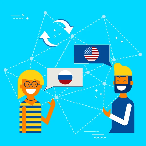 Vertaling van de Russische en Amerikaanse online chat-sessie — Stockvector