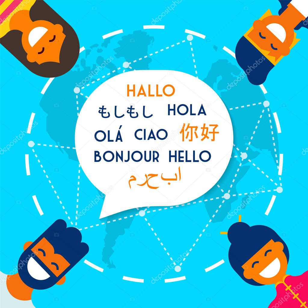 Friends on translation app online for social media