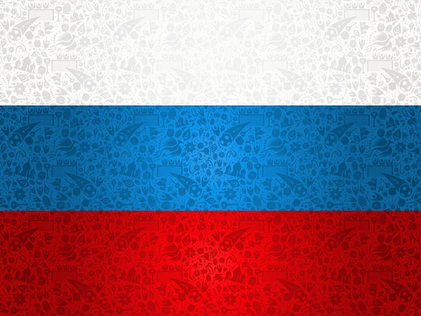 Rusia bandera de fondo con iconos tradicionales — Vector de stock