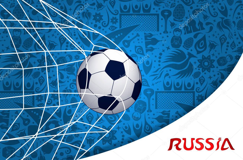 Russia Illustration For 18 Event With Football Goal And Traditional Russian Culture Background Eps10 Vector Larastock