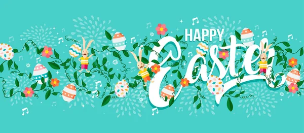 Frohe Ostern Frühling Typografie Text Web-Banner — Stockvektor