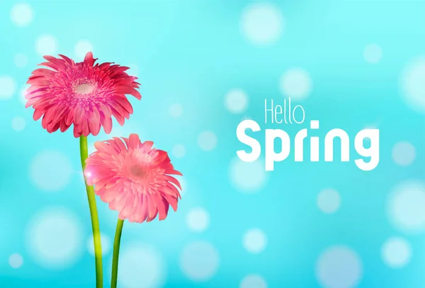 Hola Primavera rosa Margarita flores tarjeta de felicitación — Archivo Imágenes Vectoriales