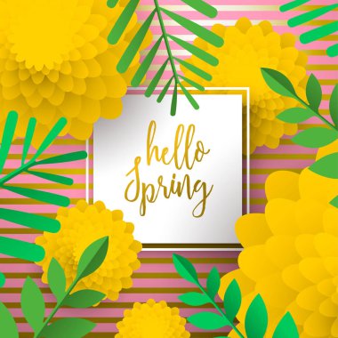 Bahar tebrik kartı doğa dekorasyonu ile Merhaba