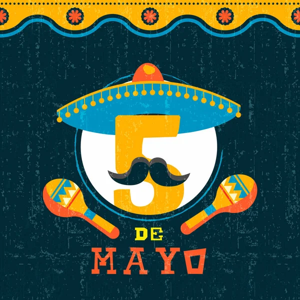 Affiche mexicaine cinco de mayo mariachi party — Image vectorielle