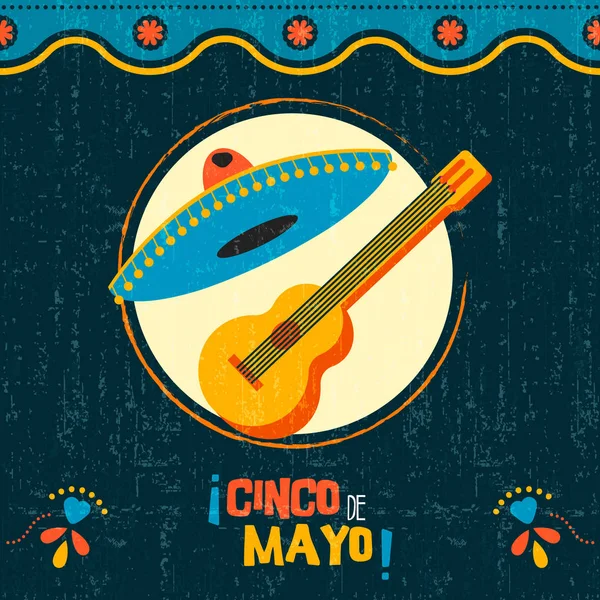 Cinco de mayo mexikanische mariachi party poster art — Stockvektor