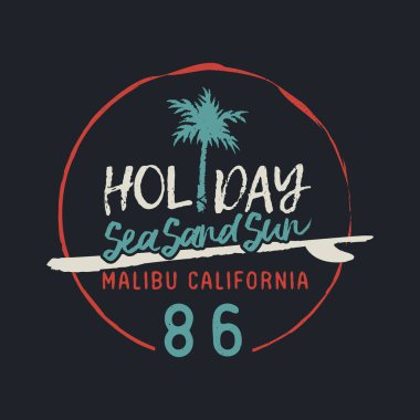 Malibu california vintage surf club metin etiketi