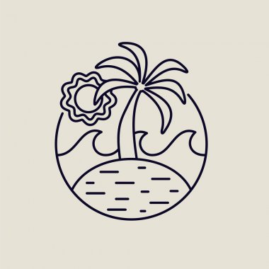 Yaz Adası satırı sanat simgesi ile tropikal plaj