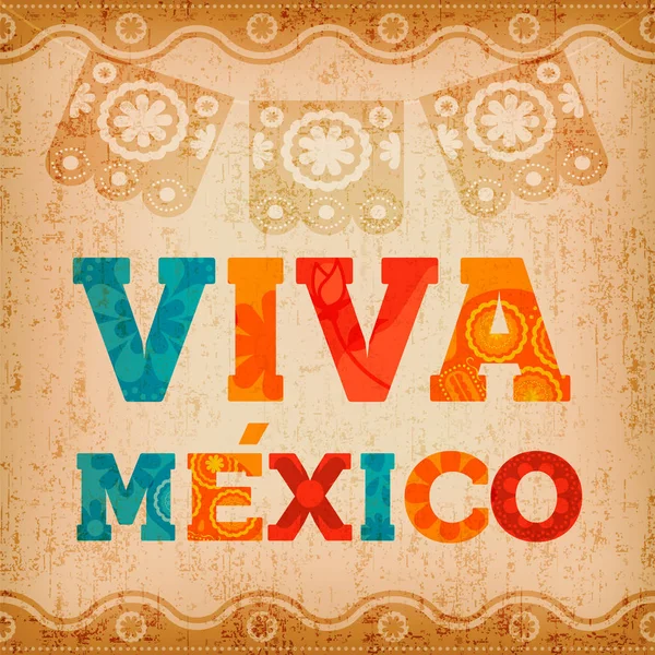 Viva mexico quote greeting card for holiday event — Stock Vector