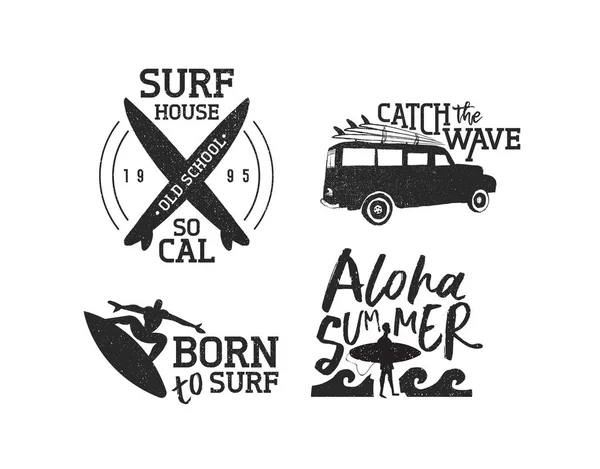 Étiquette de surf d'été rétro ensemble d'hommes surf — Image vectorielle
