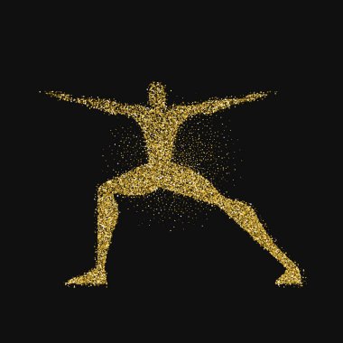 Yoga poz siluet altın glitter yapan erkek