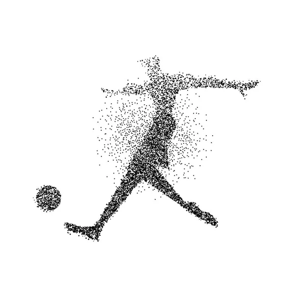 Giocatore di calcio particella schizzo poster silhouette — Vettoriale Stock