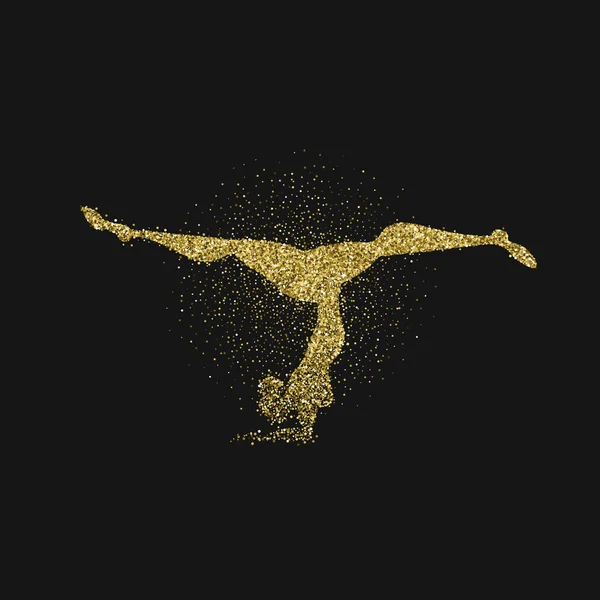 Silhouet van de vrouw doen yoga pose in goud glitter — Stockvector