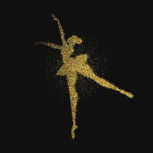 Ballet danseres meisje goud glitter splash achtergrond — Stockvector