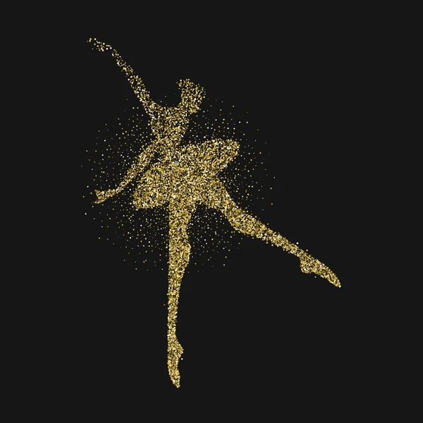 Baletní tanečník dívka silueta zlaté třpytky splash — Stockový vektor