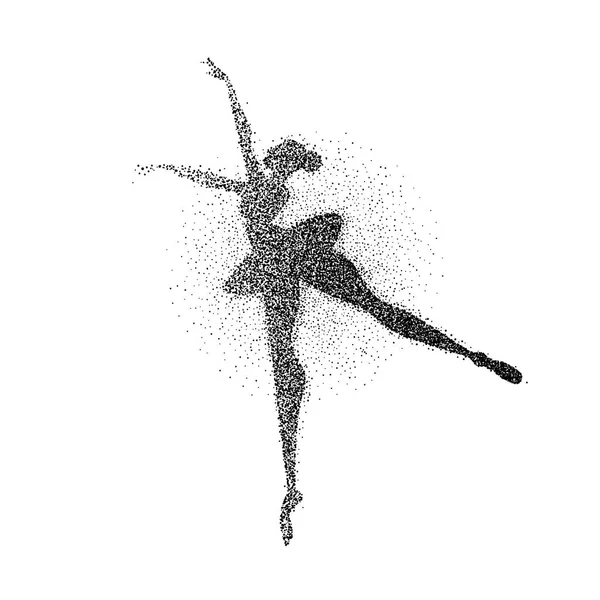 Balett dansare flicka partikel splash siluett — Stock vektor