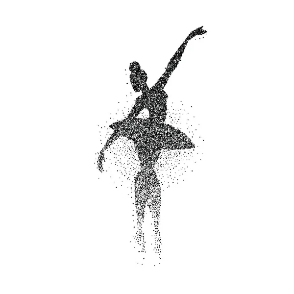 Ballet dancer girl particle splash silhouette — Stock Vector