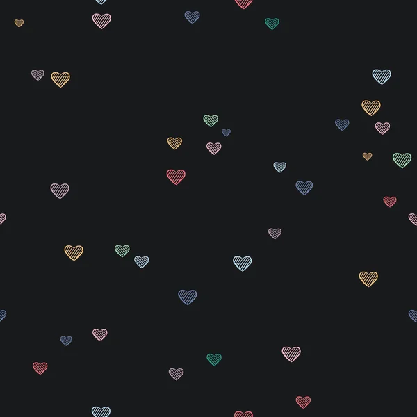 Corazón forma doodle amor patrón fondo — Vector de stock