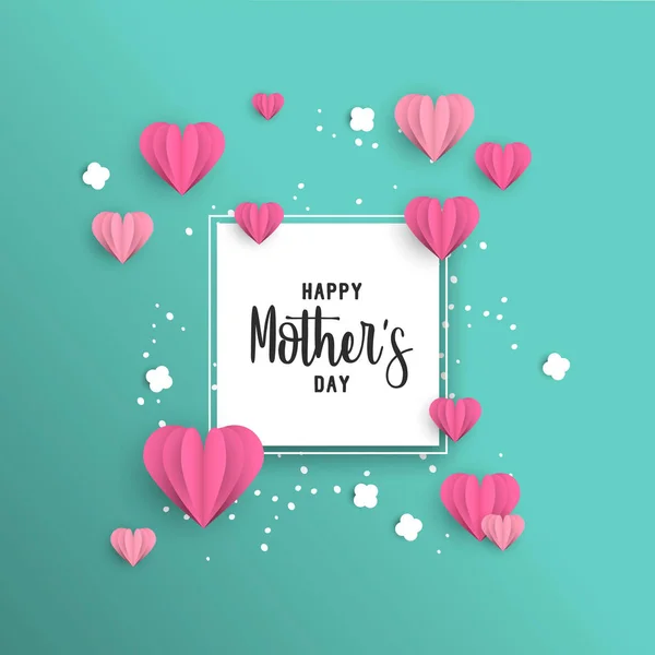 Happy mother day paper cut love card template — Stock Vector