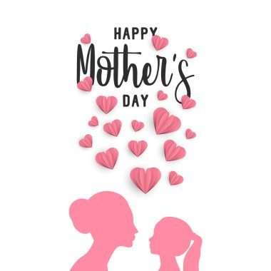 Anneler günü kağıt sanat tebrik kartı küçük çocuk ile