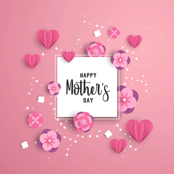 Feliz mãe dia papel arte floral cartão modelo — Vetor de Stock