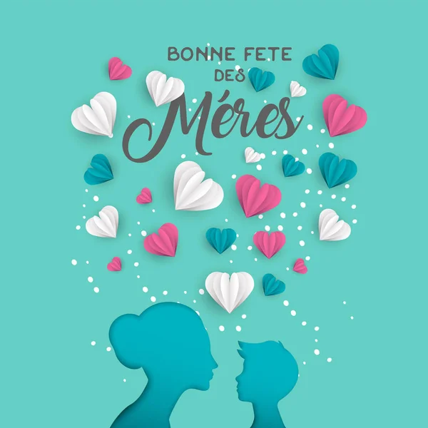 Mother day french card for family holiday love — Stock Vector