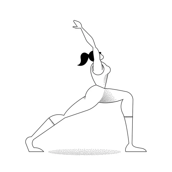 Dziewczyna robi joga poza sylwetka zarys — Wektor stockowy