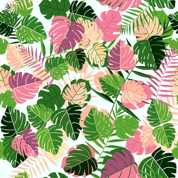 Tropical summer leaf seamless pattern art — Stock Vector