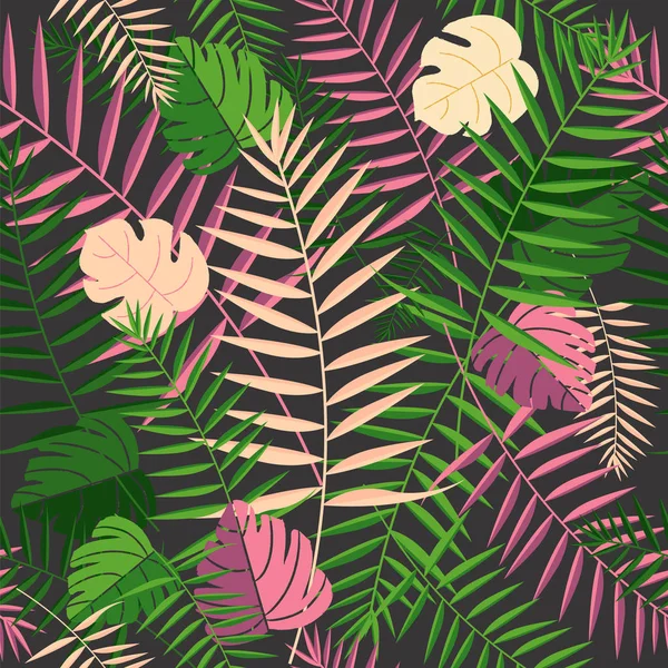 Tropical summer palm leaves retro background — Stock Vector
