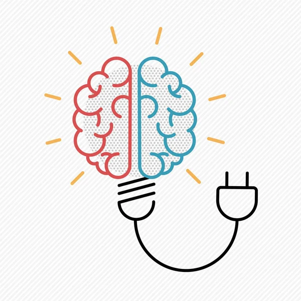Business idea concept of brain as light bulb — Stock Vector