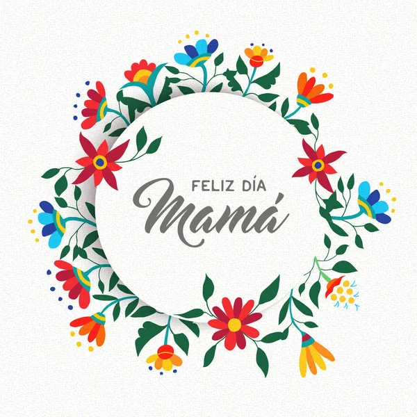 Feliz dia mães espanhol floral cartão de saudação — Vetor de Stock