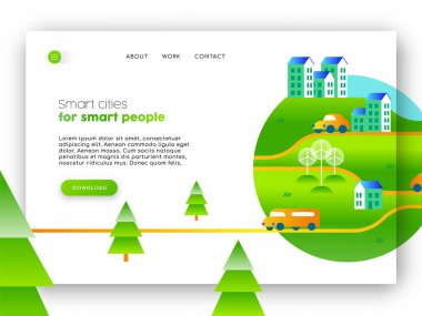Yeşil şehir kampanya online açılış sayfası. Internet web sitesi şablonu Eko Dostu topluluk çizim ile mobil UI için ideal. Eps10 vektör.