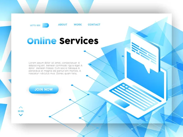 Online Technologie Business Web Landing Page Computerdatendienste Internet Vorlage Für — Stockvektor