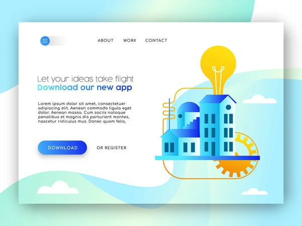 オンライン ビジネスや新しいアイデアを概念図で Web アプリ現代のインターネット レイアウトのページ テンプレートを着陸します Eps10 ベクトル — ストックベクタ