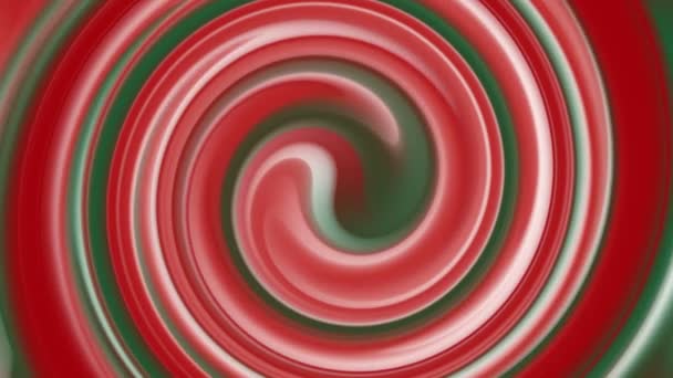 赤と緑の色でクリスマススパイラル効果の背景 上から見ると現実的な3D休日のスピンループ 概要4Kループ可能なXmasアニメーション映像 — ストック動画