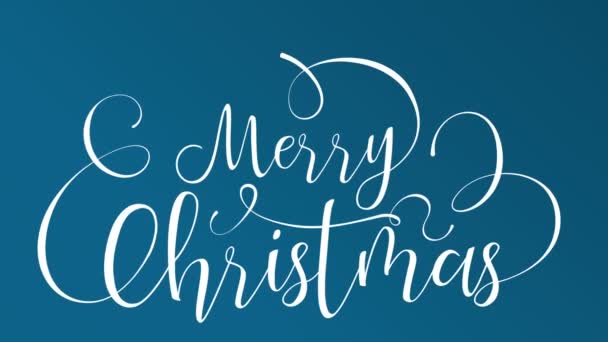 Frohe Weihnachten Typografie Animation Von Weihnachten Zitat Auf Isoliertem Blauen — Stockvideo