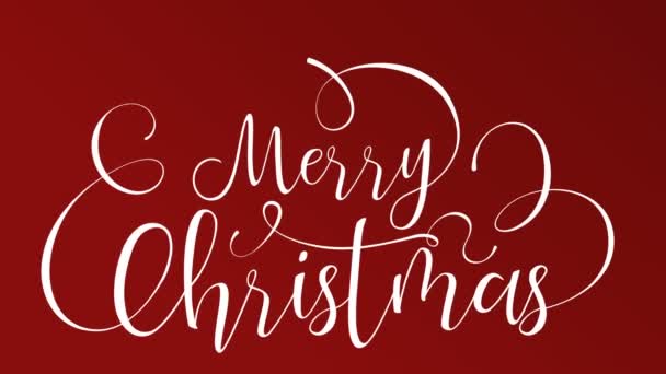 ビデオグリーティングカードやお祝いイベントプレゼンテーションのための金の高級スターとお祝いの赤い背景にクリスマスのレタリング引用のメリークリスマスタイポグラフィアニメーション開口部 4K休日の映像 — ストック動画
