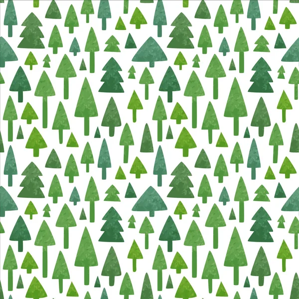 Green pine tree forest seamless pattern background — ストックベクタ