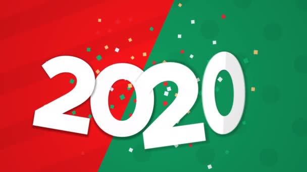 Happy New Year 2020 Animation Papercut Baubles Gift Holiday Pine — Stock Video