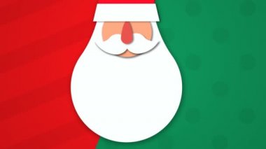 Mutlu Noel animasyonları, kağıt kesimi Noel Baba arka planda değerli süsler, hediyeler ve kış kar taneleri. Komik Xmas karakterinin kağıt işçiliği video tebrik kartı, 4K tatil görüntüleri..