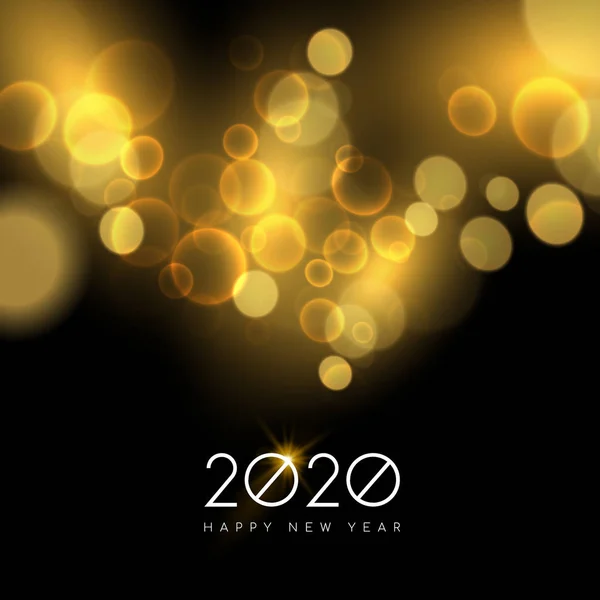 Nouvelle année 2020 or fête lumière carte de voeux — Image vectorielle
