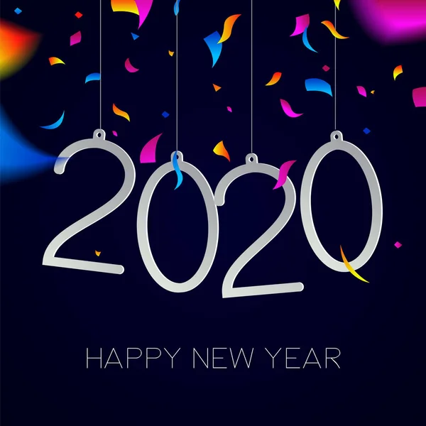 Nytt år 2020 färg karneval part konfetti kort — Stock vektor