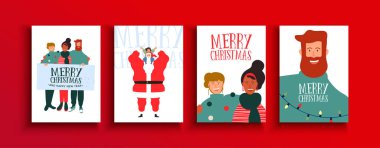 Yılbaşı Yılbaşı Arkadaşları İnsanlar kart seti