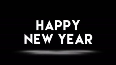 Mutlu yıllar 2020 video kartı animasyonları 80 'lerin neon holografik renklerinde karıştırma efektiyle yazılmış mesajlar. Siyah arkaplan 4k kusursuz döngü görüntüsü.