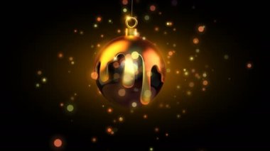 Altın Noel ve yeni yıl animasyonları gerçek altın eritilmiş xmas süslemeleri parti gece lambası arka planında. Kutlama için şık bir video tebrik kartı. 4k tatil görüntüsü