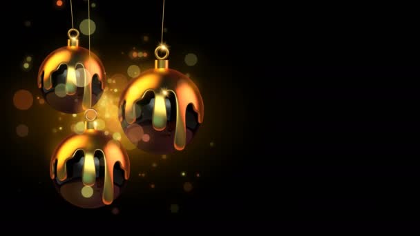 Oro Natale Capodanno Animazione Realistico Oro Fuso Ornamento Natale Bagattelle — Video Stock