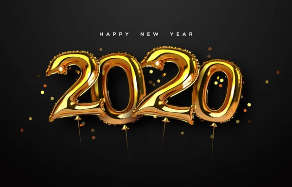 Карточка с номером шарика из фольги на Новый 2020 год — стоковый вектор