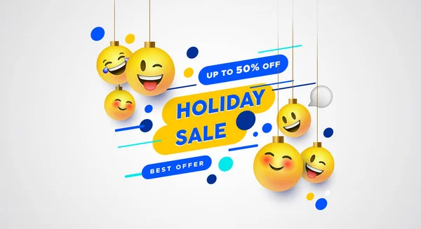 Holiday sale chat twarz emoticon biznes szablon — Wektor stockowy