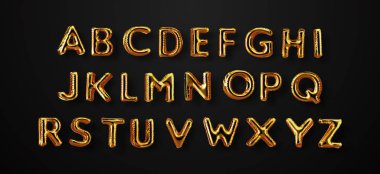 Altın 3d folyo parti balonu alfabe harfi ABC seti