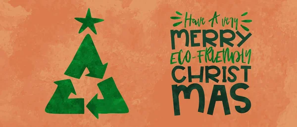 Carte de Noël verte du symbole de recyclage pin — Image vectorielle